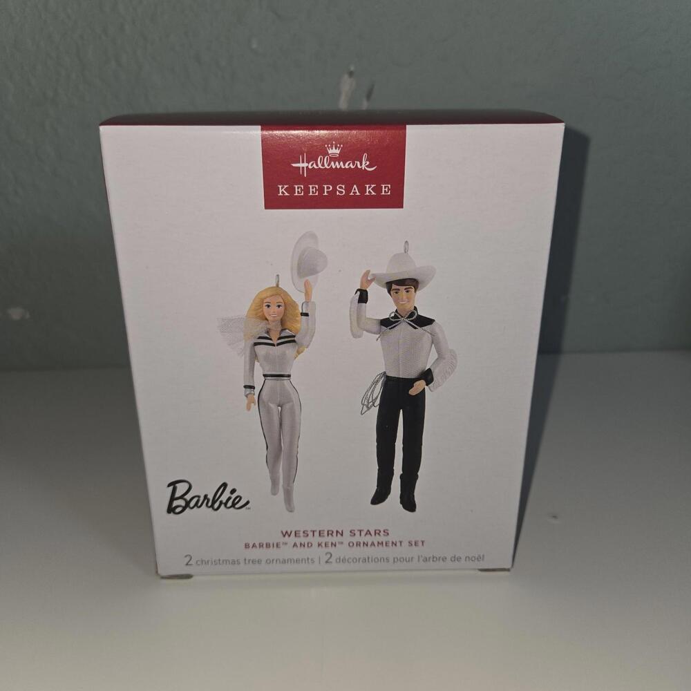 NIB Hallmark Keepsake  2025 Barbie and Ken Western Stars Ornament Set